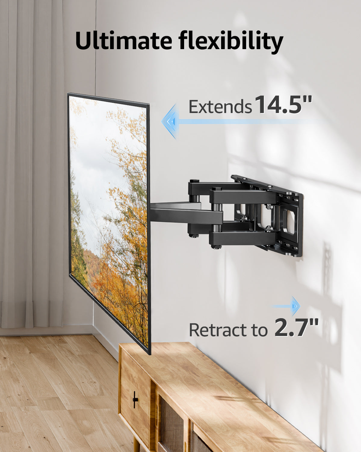 HOMOUNT Full Motion TV Wall Mount, TV Mount for Most 26-65 Inch Flat/Curved TVs, Wall Mount TVs Bracket with Dual Swivel Articulating Arm, Fit 8“ 12” 16" Wood Stud, Max VESA 400x400mm up to 88 LBS