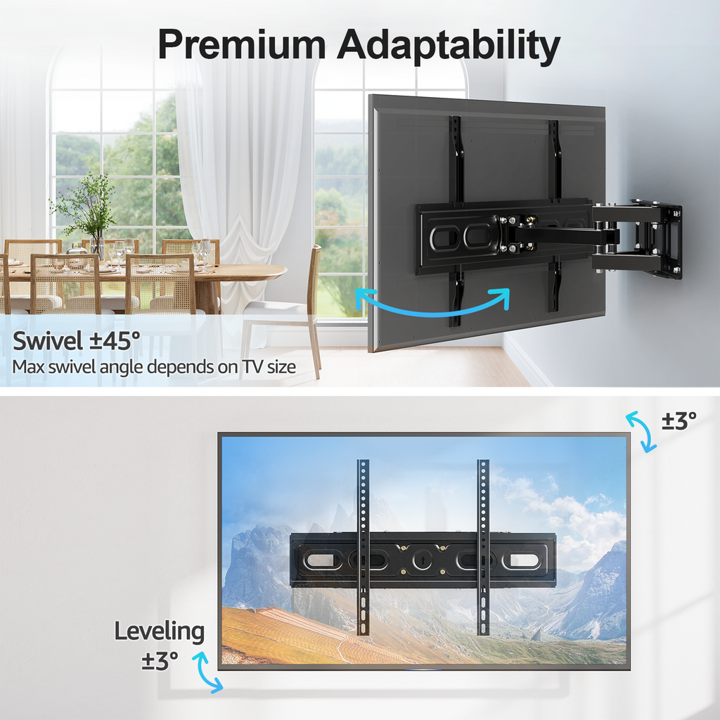 HOMOUNT Full Motion TV Wall Mount for 32-85 Inch TVs, Holds up to 99lbs, Wall Mount Bracket Max VESA 600x400mm, Fit 12" 16" Wood Stud