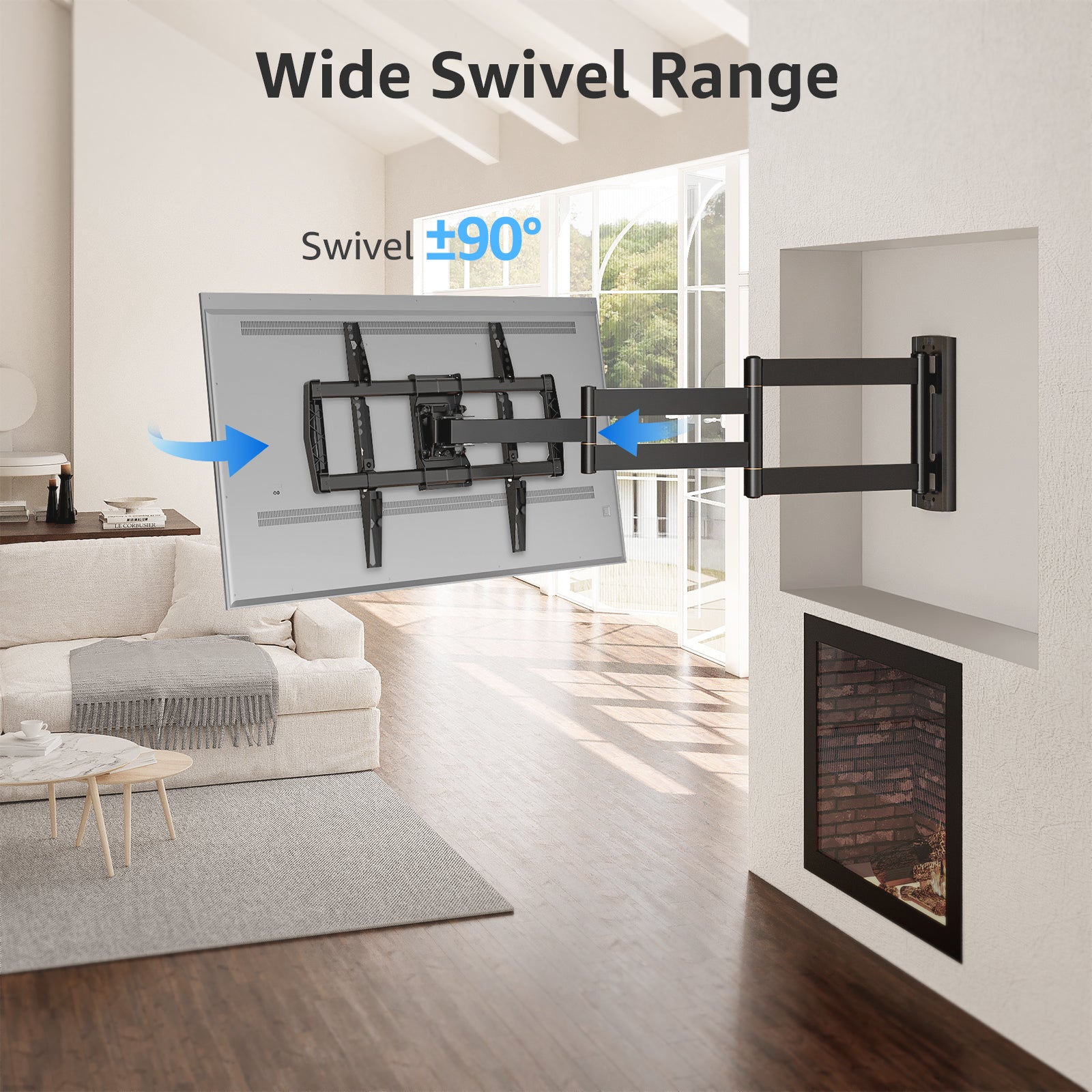 HOMOUNT Long Arm TV Wall Mount for Most 42-75 Inch TVs, 37.9" Full Motion Wall Mount with Extension&Tilt&Swivel Articulating Arm, Max 600x400mm, Up to 99 lbs