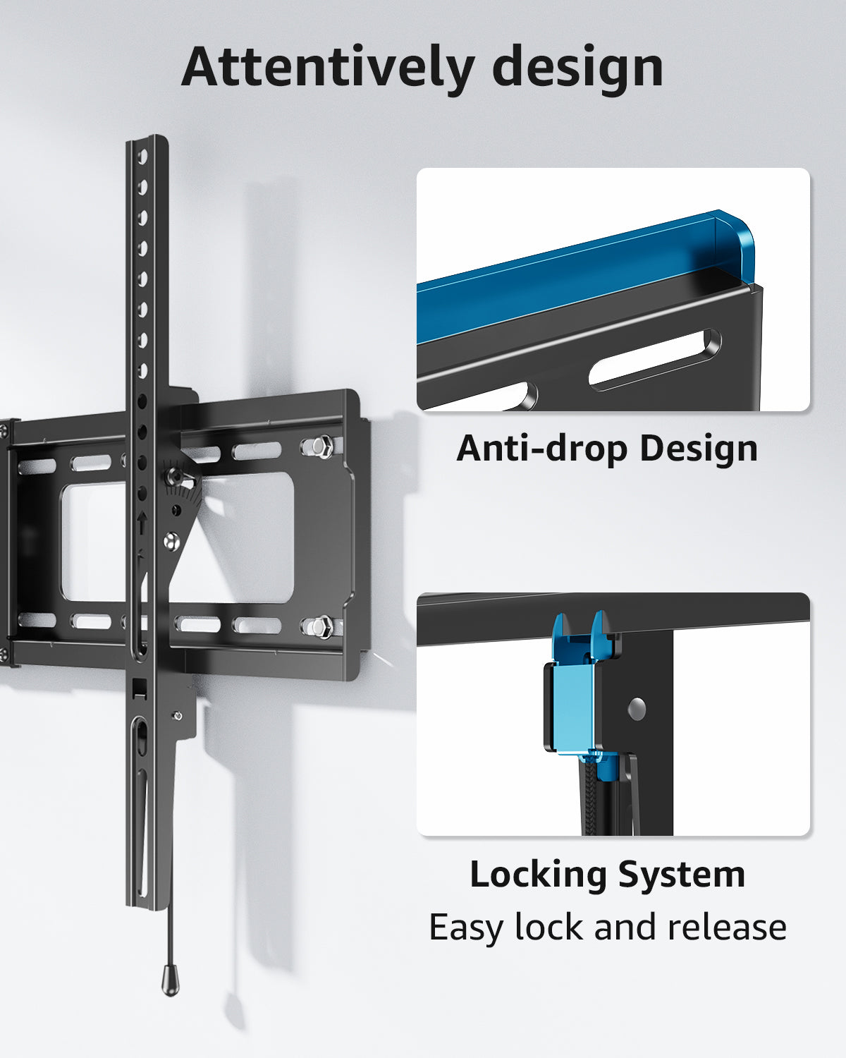 HOMOUNT TV Wall Mount for Most 37"-82" TVs, Tilting TV Mount Fits 16"-24”Wood Stud, Low Profile Flat TV Bracket, Max VESA 600x400mm, Hold up to132 lbs