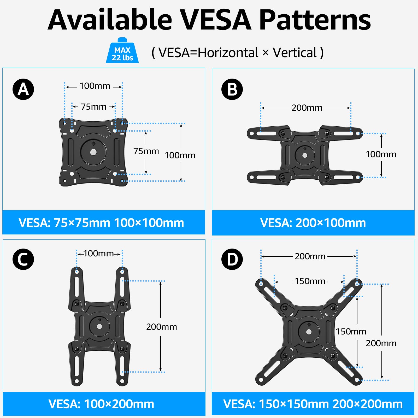 HOMOUNT Ceiling TV Mount for Most 14-40 Inch TVs, Height Adjustable Full Motion Hanging TV Wall Mount Bracket, Max VESA 200x200mm, up to 22 Lbs