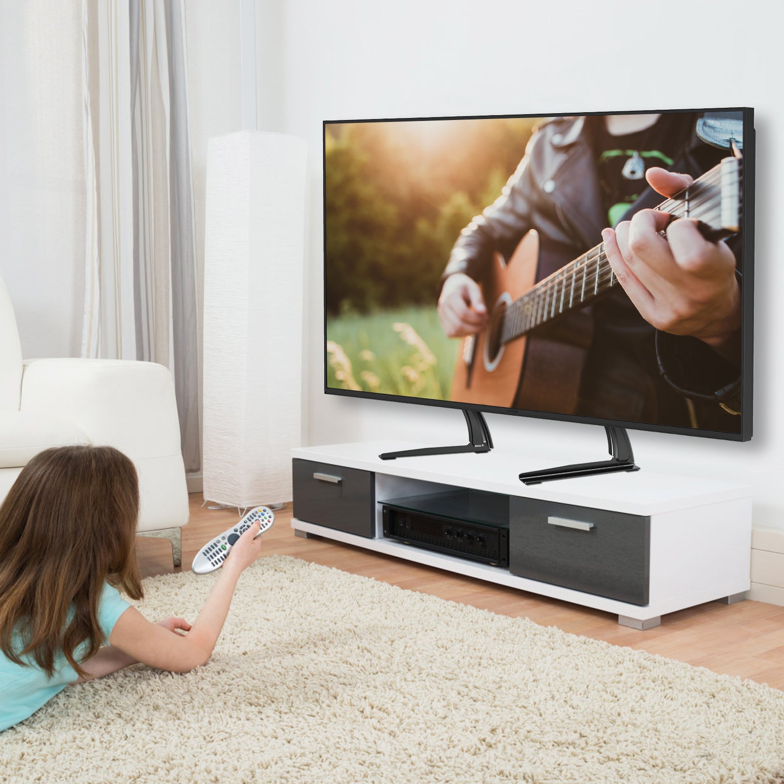 HOMOUNT Universal Table Top TV Stand for Most 27 to 55 inch TVs, Universal TV Leg Stand Holds up to 88 lbs, VESA up to 800x400mm