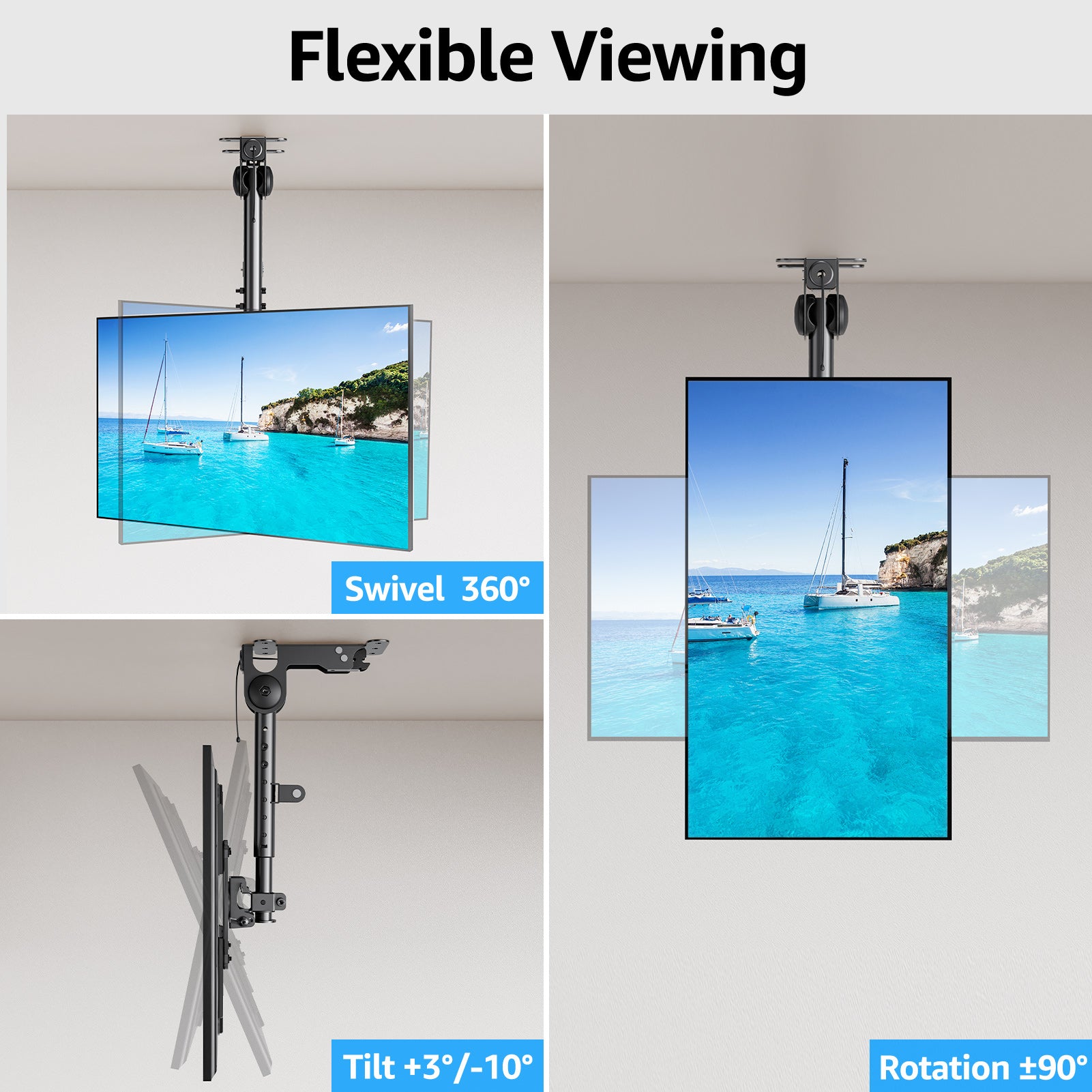 HOMOUNT Ceiling TV Mount for Most 14-40 Inch TVs, Height Adjustable Full Motion Hanging TV Wall Mount Bracket, Max VESA 200x200mm, up to 22 Lbs