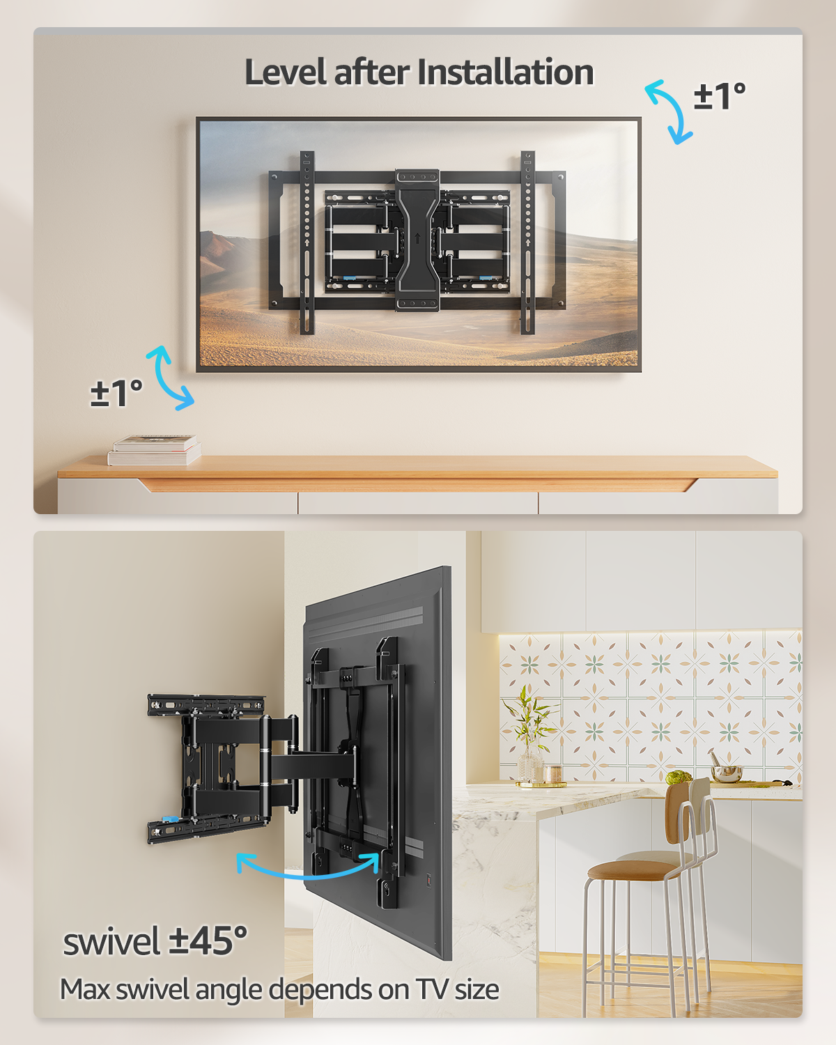 HOMOUNT Ultra Slim TV Mount for Most 37-90 inch TVs, Full Motion TV Wall Mount Swivel and Tilt, Wall Mount Bracket Max VESA 600x400mm, up to 132 lbs
