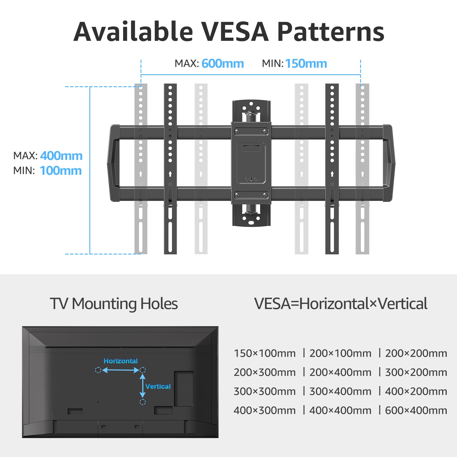 HOMOUNT Long Arm TV Wall Mount for Most 42-75 Inch TVs, 37.9" Full Motion Wall Mount with Extension&Tilt&Swivel Articulating Arm, Max 600x400mm, Up to 99 lbs