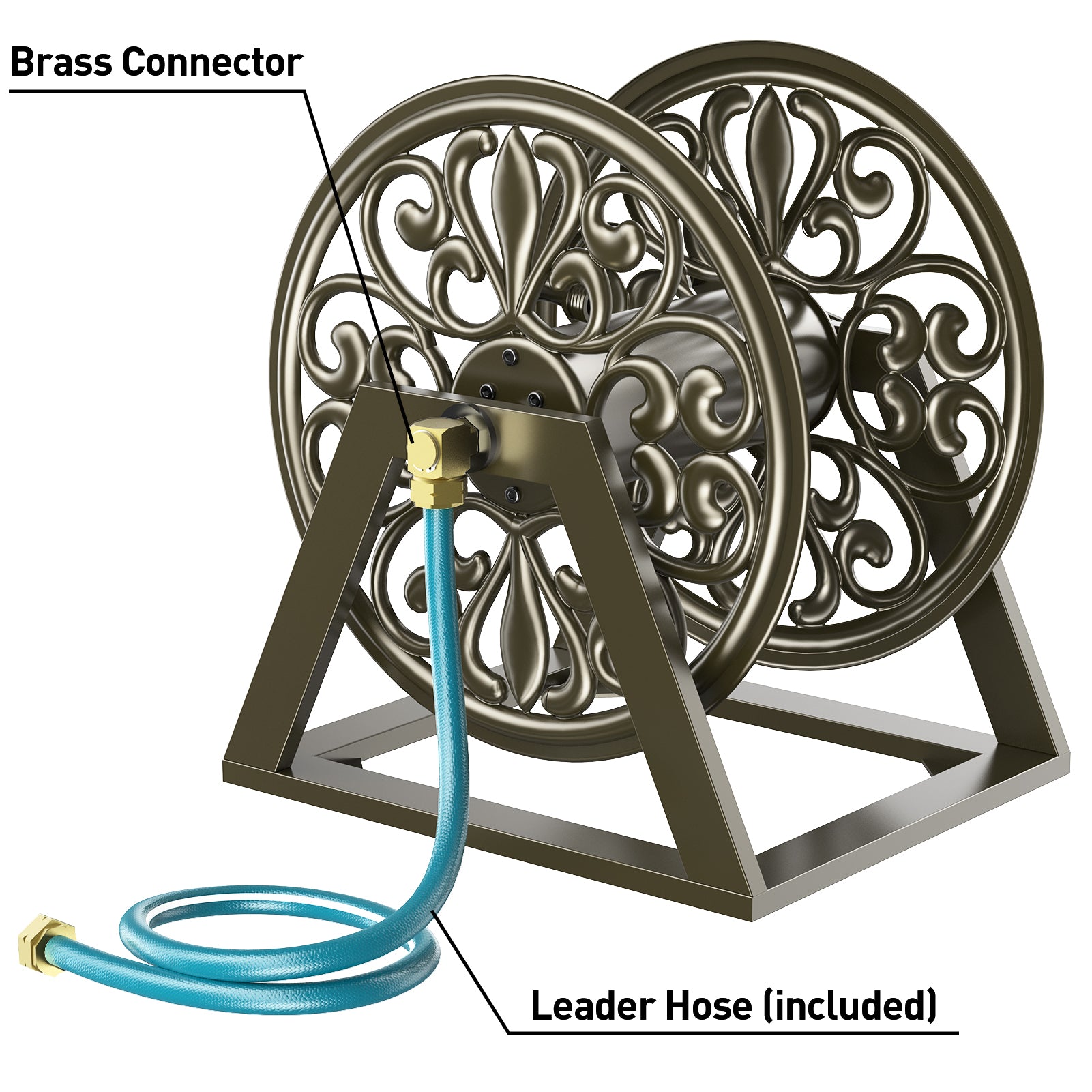 Outlandpro Garden Wall/Floor Mount Hose Reel, Decorative Hose Reel Holds 200-Feet of 5/8-Inch Hose