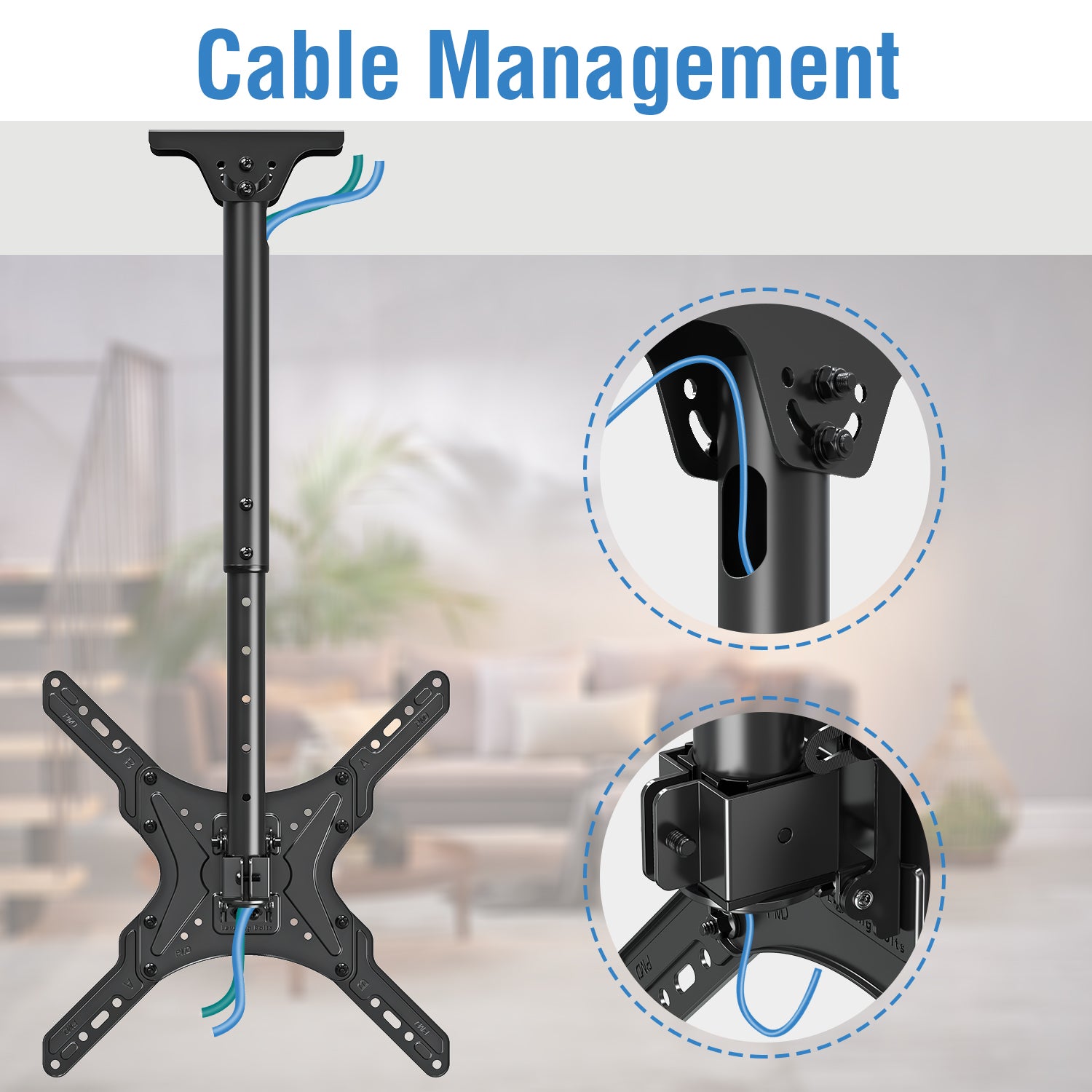 HOMOUNT Ceiling TV Mount for 26-65" TVs, Full Motion 6 Height Adjustable TV Wall Mount Bracket, Swivel and Tilt, Max VESA 400x400mm, Holds up to 99 lbs