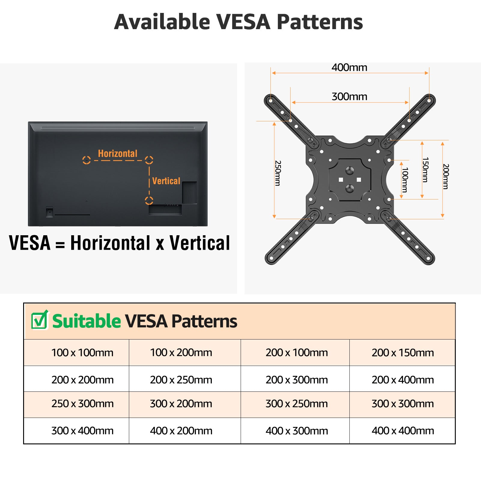 HOMOUNT Ceiling TV Mount for 26"-65" TVs, Full Motion 8 Height Adjustable TV Wall Mount Bracket, Swivel and Tilt, Max VESA 400x400mm, Holds up to 99 lbs