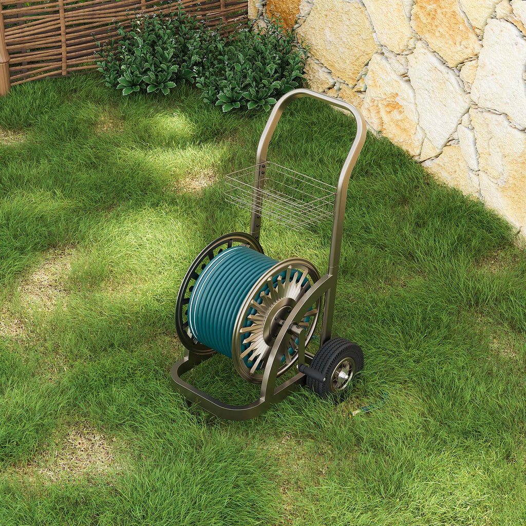 Outlandpro Garden Hose Reel Cart with Wheel, Hold up to 200 Ft of 5/8" Hose