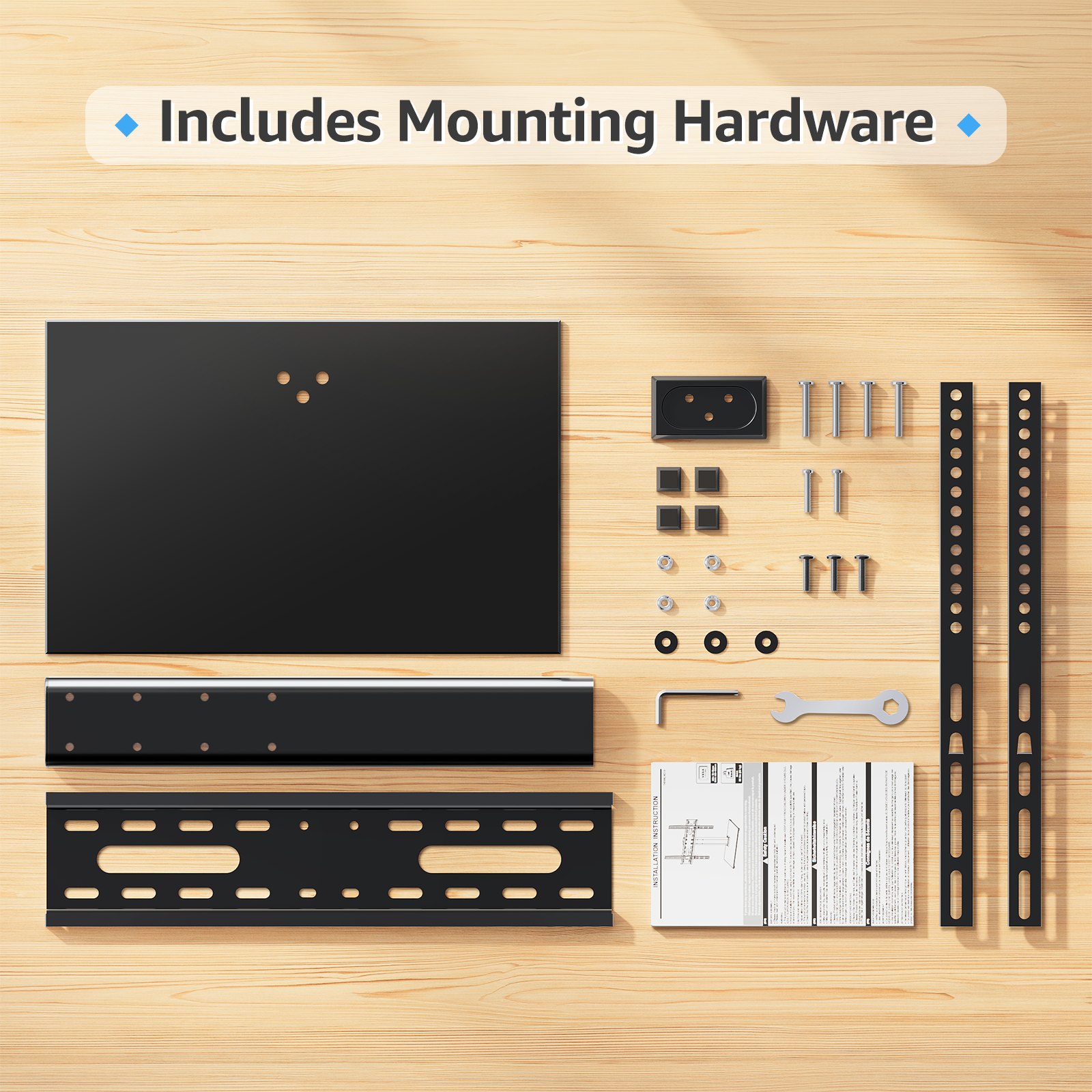 HOMOUNT Universal Tabletop TV Stand for 24-60 inch TVs, Height Adjustable TV Mount Stand with Tempered Glass Base, Max 400x400mm, Holds up to 88 lbs