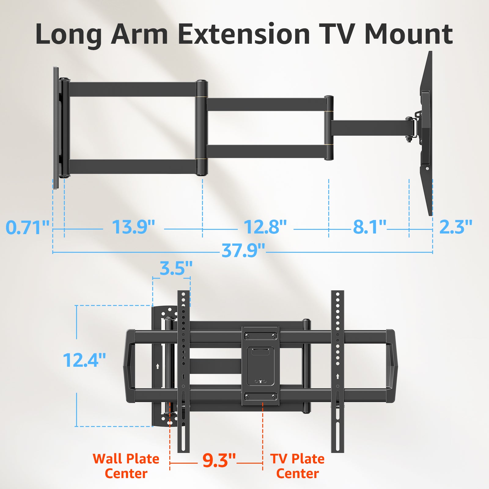 HOMOUNT Long Arm TV Wall Mount for Most 42-75 Inch TVs, 37.9" Full Motion Wall Mount with Extension&Tilt&Swivel Articulating Arm, Max 600x400mm, Up to 99 lbs