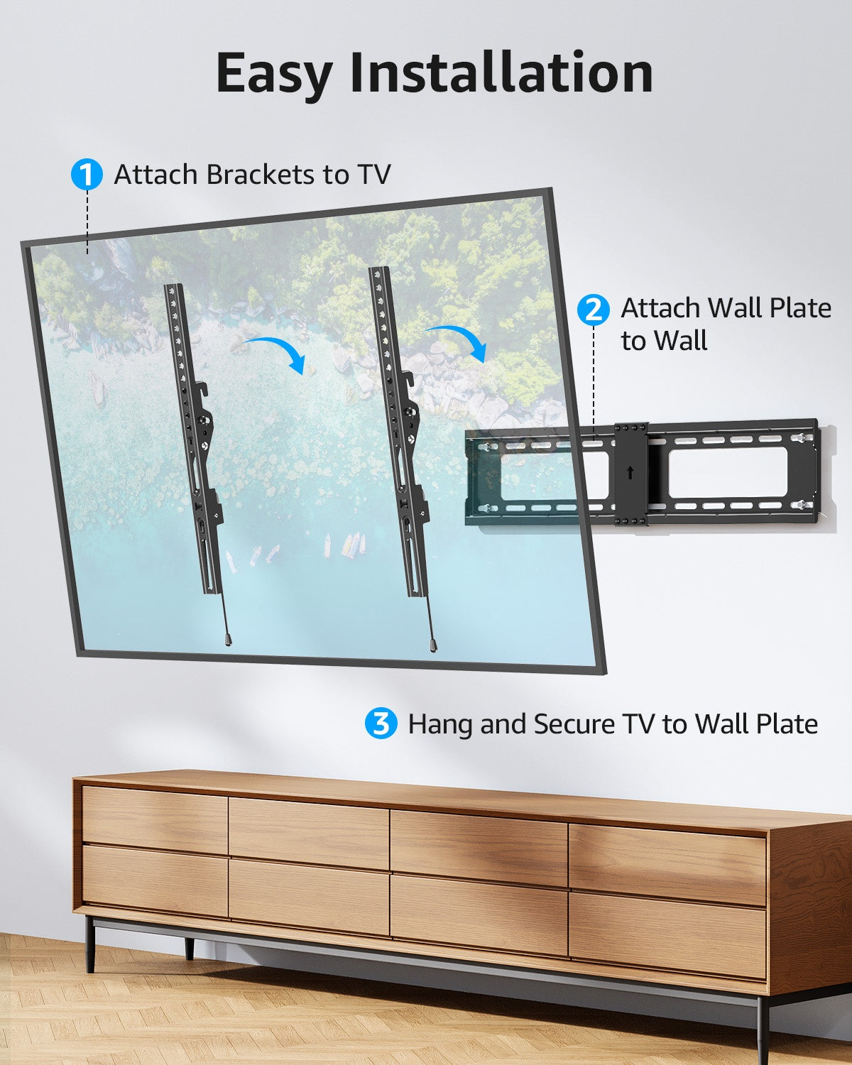 HOMOUNT TV Wall Mount for Most 37"-82" TVs, Tilting TV Mount Fits 16"-24”Wood Stud, Low Profile Flat TV Bracket, Max VESA 600x400mm, Hold up to132 lbs