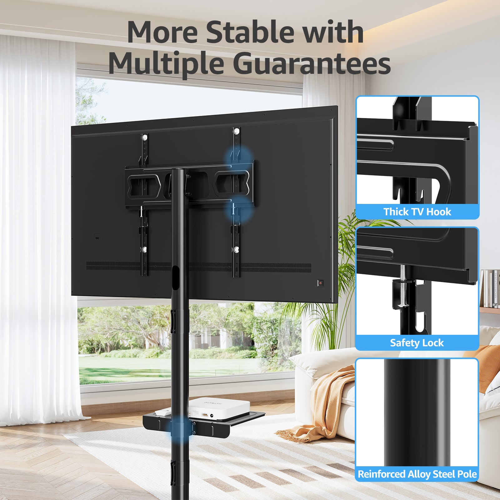 HOMOUNT Mobile TV Stand,Rolling TV Cart for 23-60" TVs, Portable TV Floor Stand with Wheels,Adjustable Shelf & Tilt,Max VESA 400x400mm,up to 77 lbs