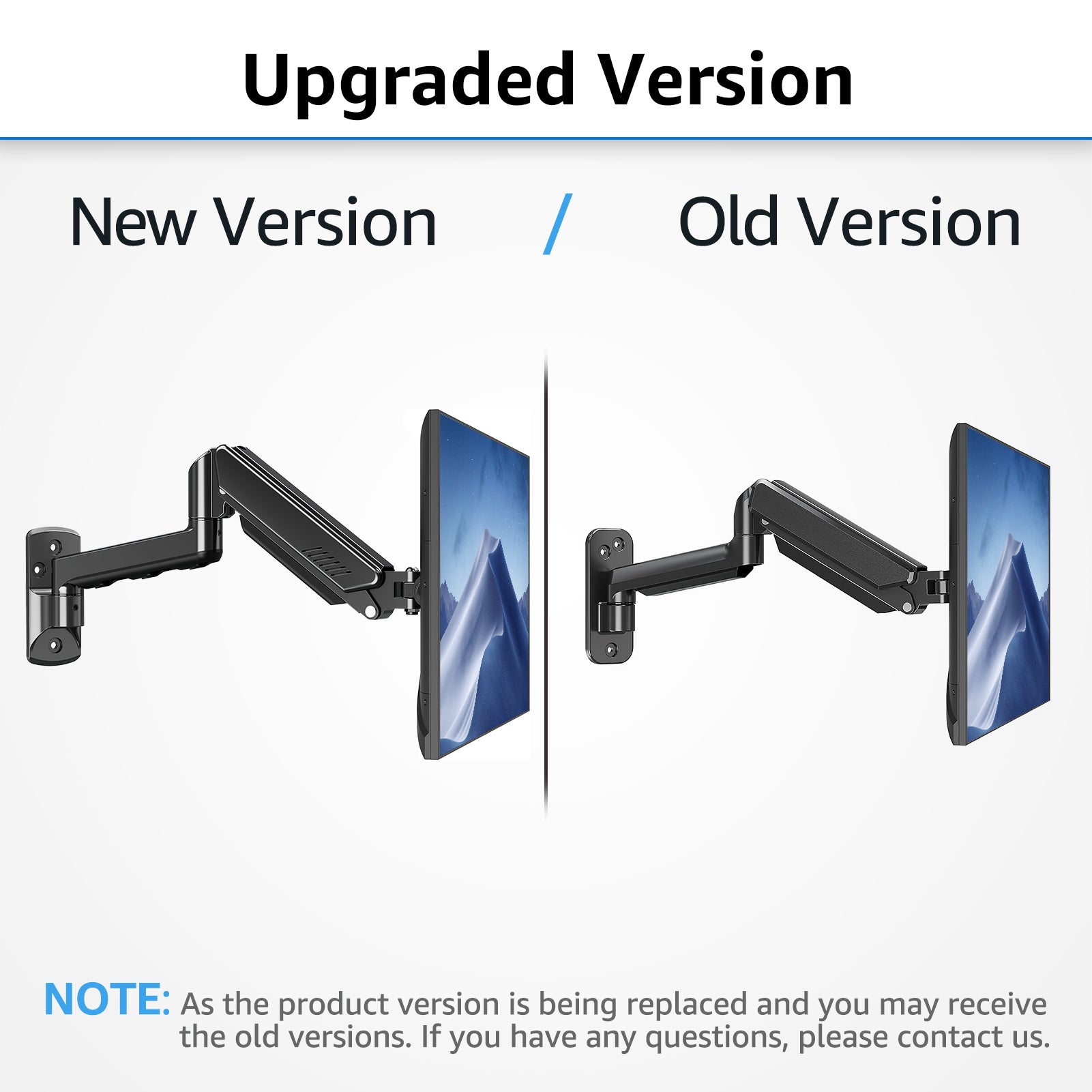HOMOUNT Single Monitor Wall Mount for 17-32 Inch Computer Screen,Gas Spring Monitor Arm Holds Up to 17.6lbs,Full Motion Adjustable Wall Bracket