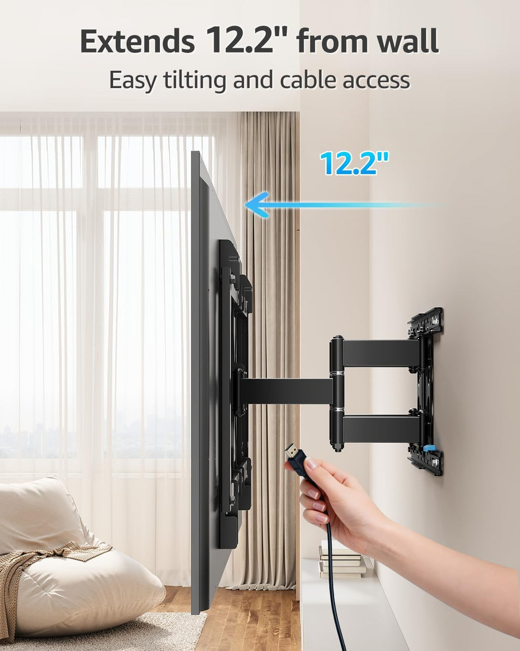 HOMOUNT Ultra Slim TV Mount for Most 37-90 inch TVs, Full Motion TV Wall Mount Swivel and Tilt, Wall Mount Bracket Max VESA 600x400mm, up to 132 lbs
