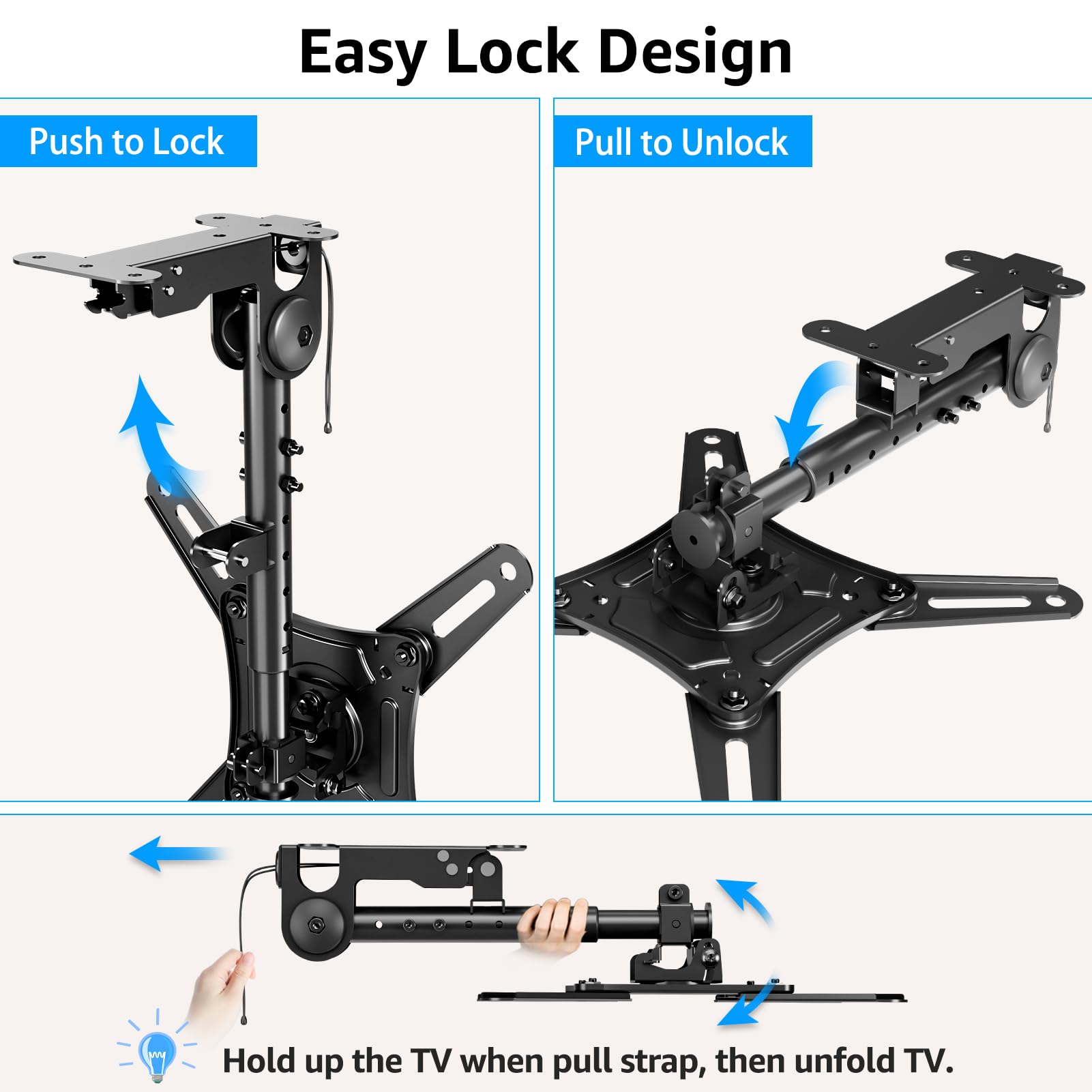 HOMOUNT Ceiling TV Mount for Most 14-40 Inch TVs, Height Adjustable Full Motion Hanging TV Wall Mount Bracket, Max VESA 200x200mm, up to 22 Lbs