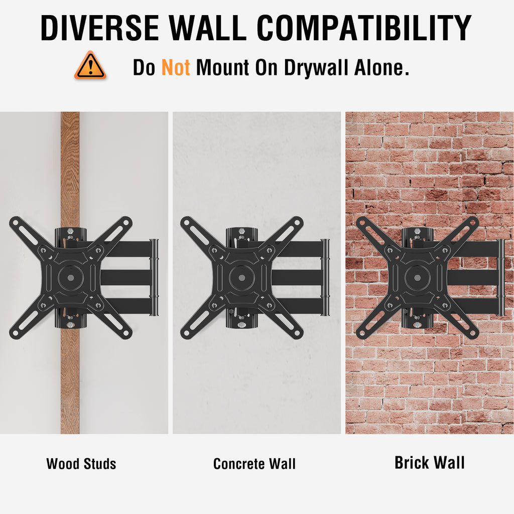 HOMOUNT UL Listed Full Motion TV Monitor Wall Mount for Most 14-42 Inch LED LCD Flat Screen TVs & Monitors, Swivel Tilt Extension Rotation TV Mount Bracket Max VESA 200x200mm, up to 33 lbs