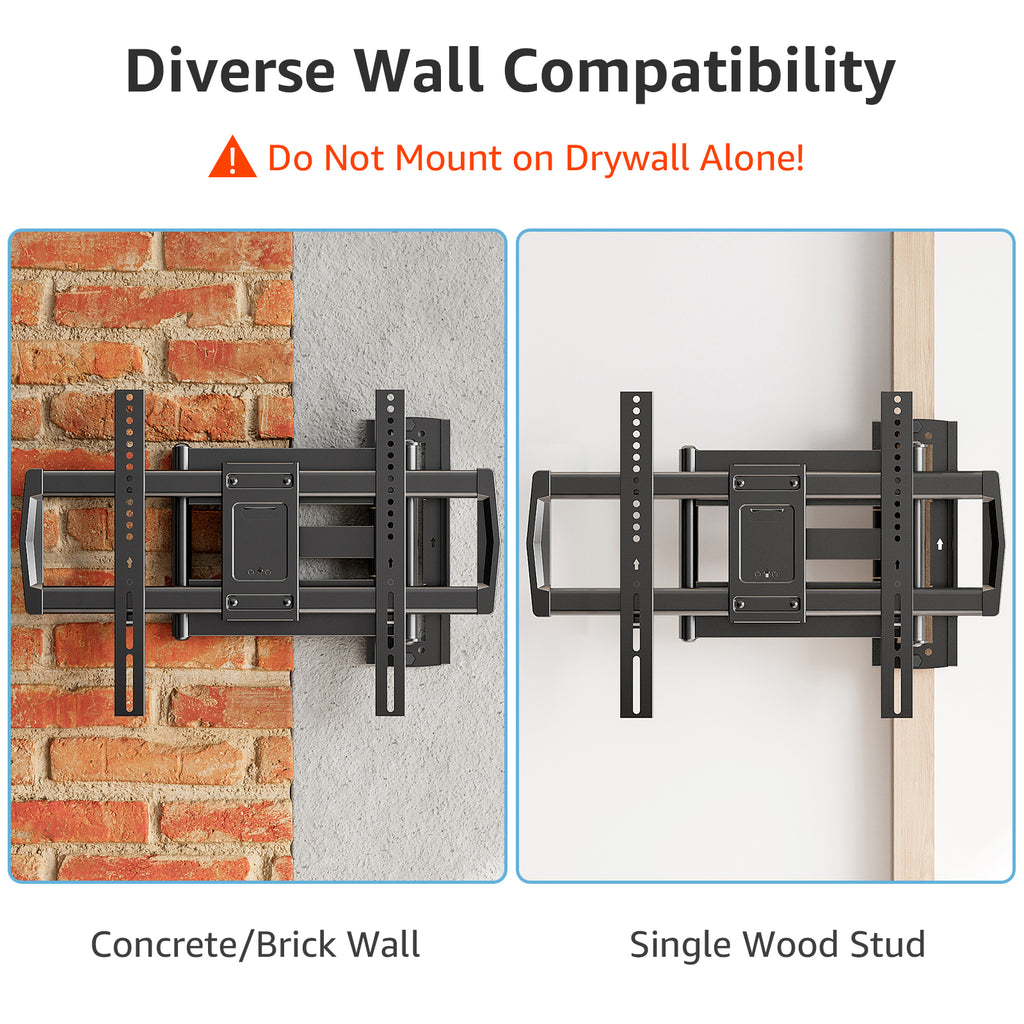 HOMOUNT Long Arm TV Wall Mount for Most 42-75 Inch TVs, 37.9" Full Motion Wall Mount with Extension&Tilt&Swivel Articulating Arm, Max 600x400mm, Up to 99 lbs