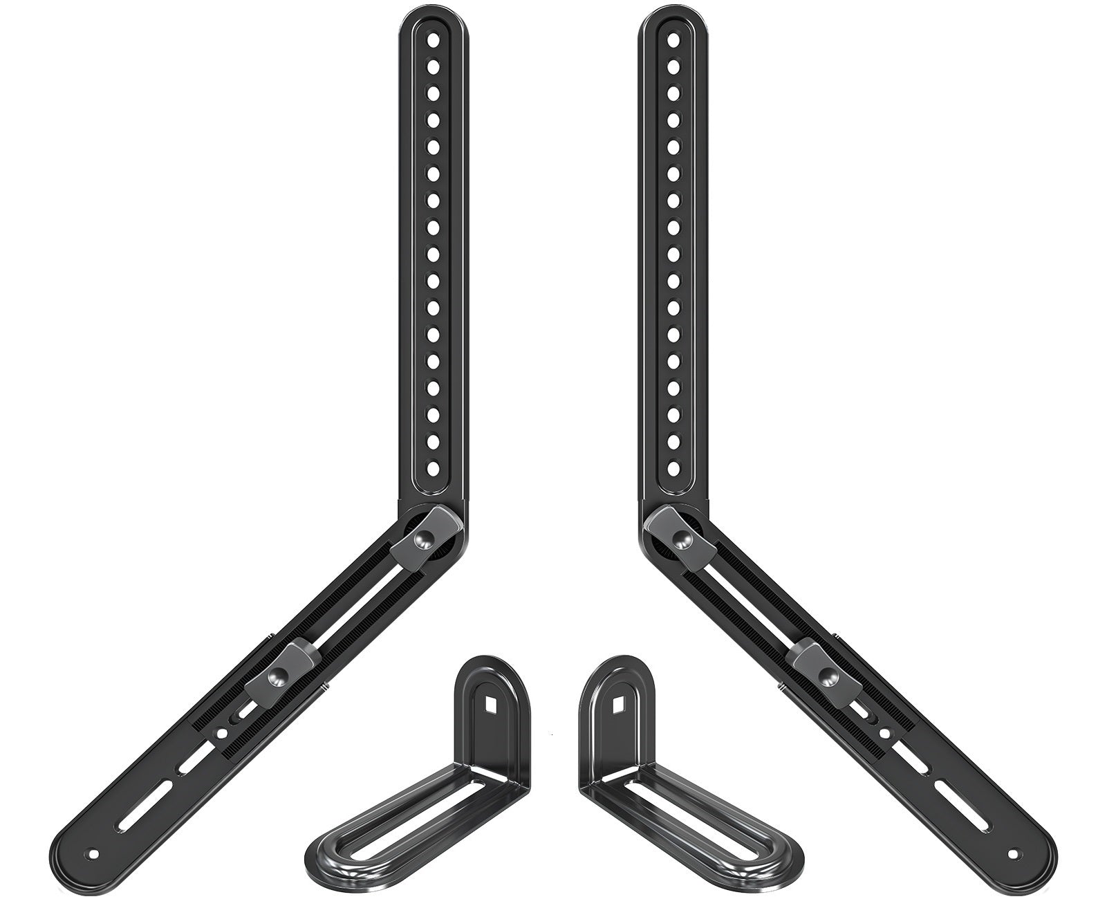 HOMOUNT Soundbar Mount, Sound Bar TV Bracket, for Mounting Above or Under TV, Fits Most Sound Bars Up to 15 Lbs, Tool-Free Knob Adjustable, with Extension Arms and L-Brackets