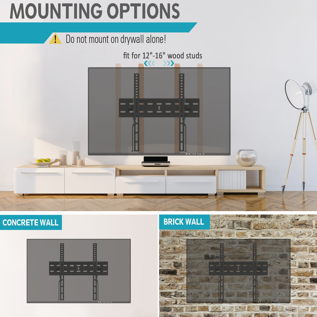 HOMOUNT UL Listed TV Wall Mount, Tilting TV Bracket for MoHOMOUNT UL Lst 26"-60" LED LCD OLED Flat/Curved TVs, Low Profile TV Mount Save Spacing, Fits 12" to 16" Stud, Max VESA 400x400mm up to 99 LBS