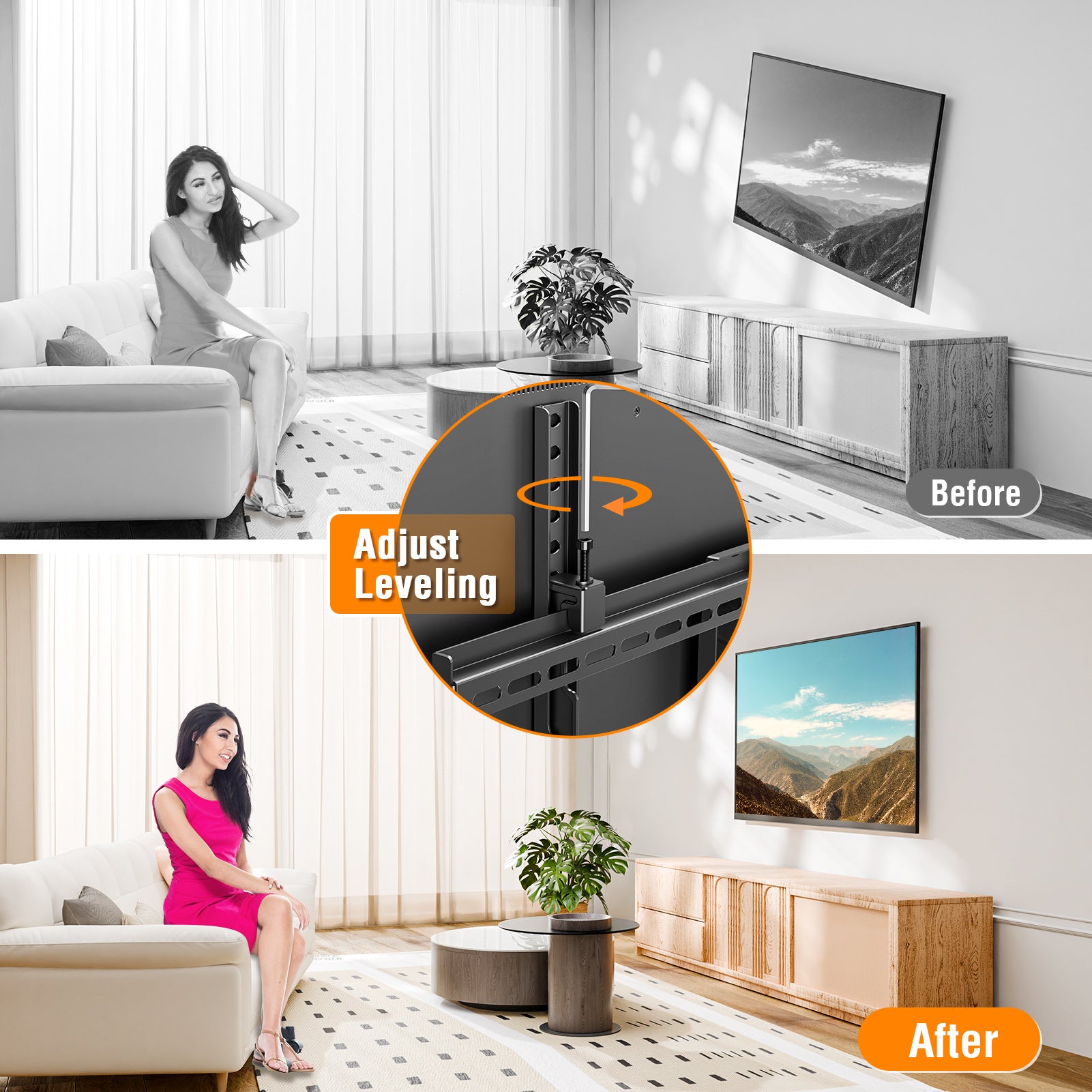 HOMOUNT TV Wall Mount, Tilting TV Mount Bracket for Most 37"-84" TVs with Level Adjustment, Fit 16" 18" 24" Wood Studs, Wall Mount Bracket Max VESA 600x400mm, up to 99 Lbs