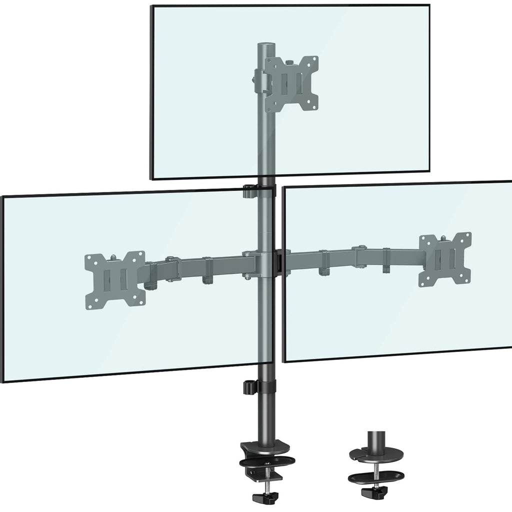 HOMOUNT Triple Monitor Stand, for 13-32 Inch Screens, Height Adjustable Monitor Desk Mount, Stacked Monitors Arm for 3 Monitors, up to 17.6lbs