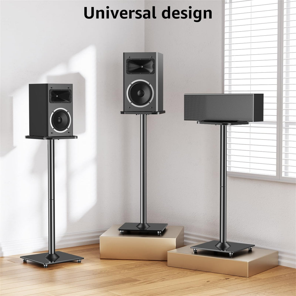 HOMOUNT Floor Speaker Stands, 31" Height Satellite & Bookshelf Speaker Stands, Floorstanding Shelf Speaker Stand, 1 Pair, Each Hold Up to 22lbs