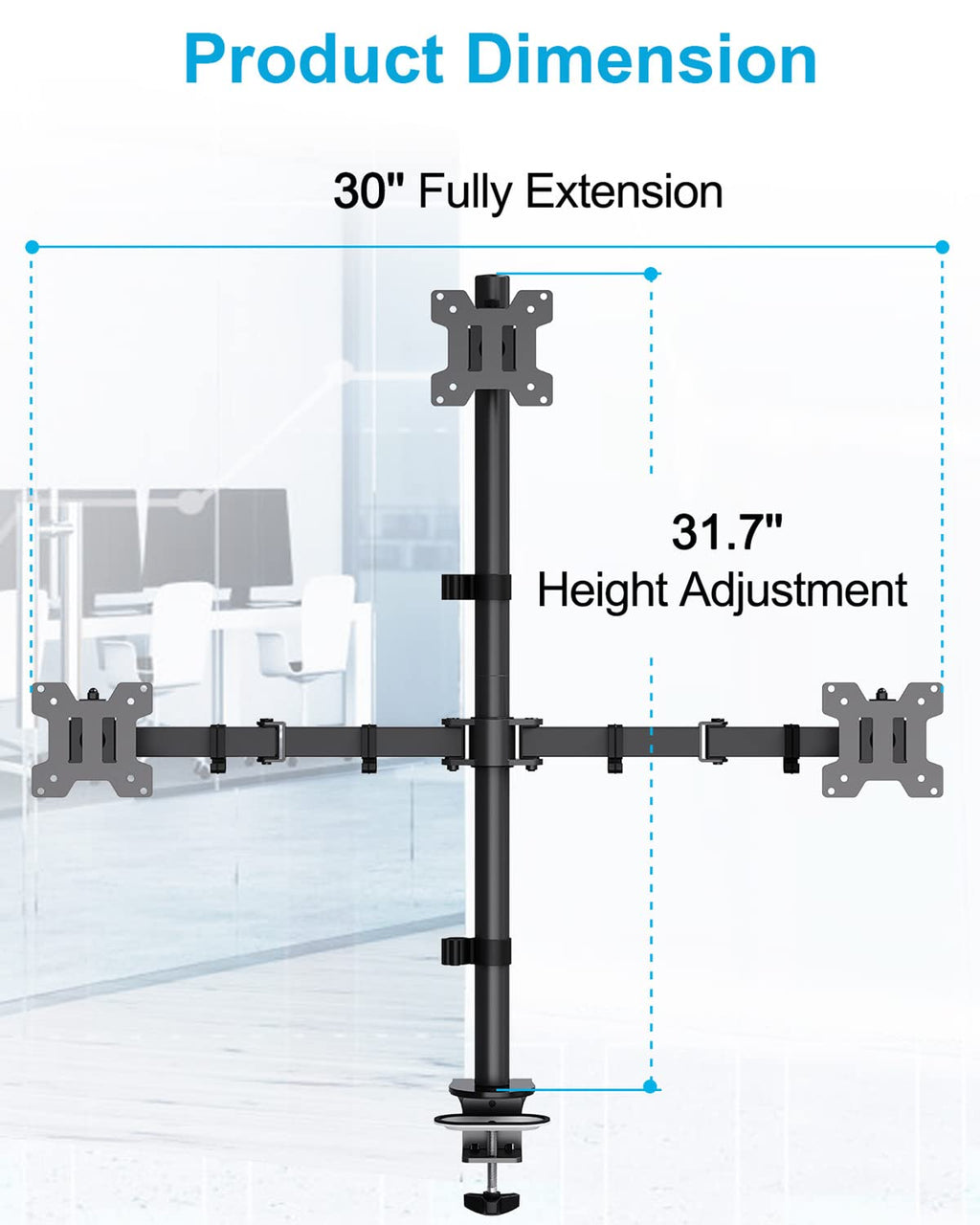 HOMOUNT Triple Monitor Stand, for 13-32 Inch Screens, Height Adjustable Monitor Desk Mount, Stacked Monitors Arm for 3 Monitors, up to 17.6lbs