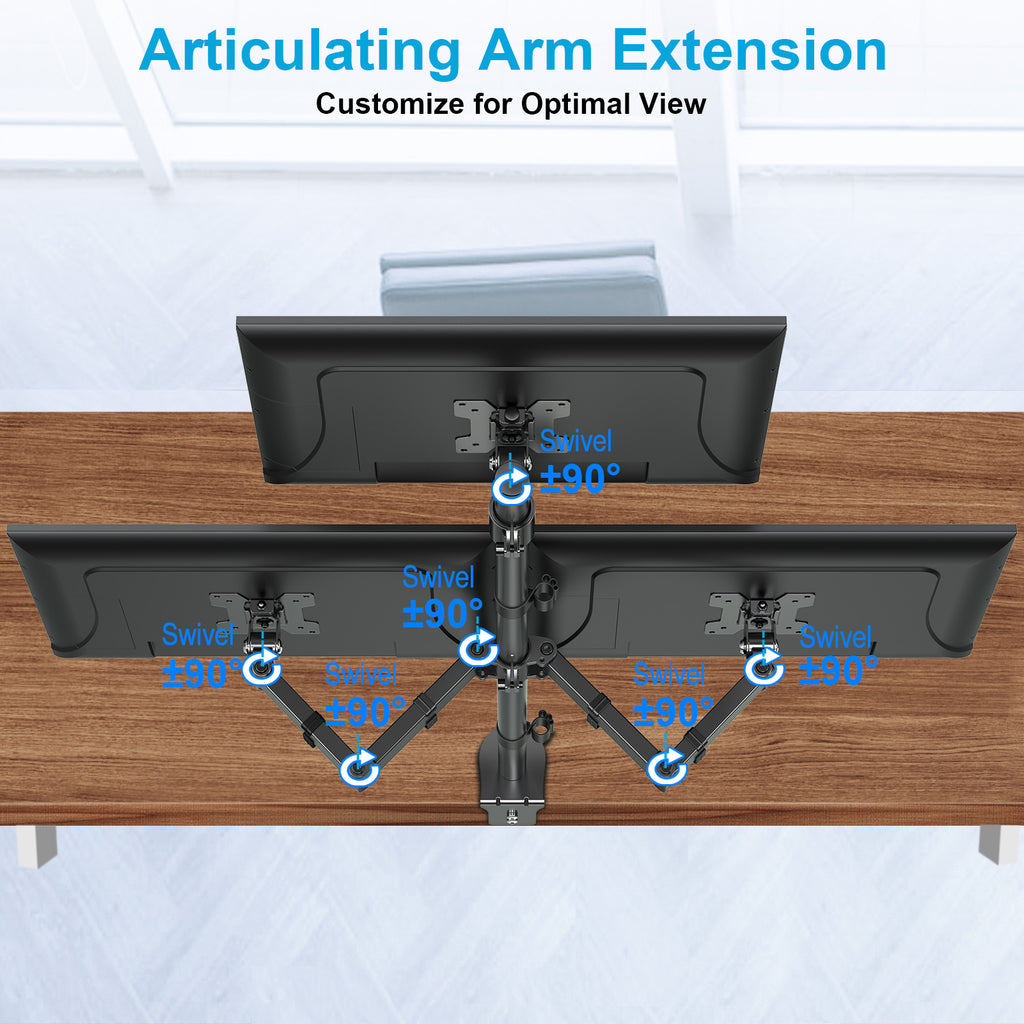 HOMOUNT Triple Monitor Stand, for 13-32 Inch Screens, Height Adjustable Monitor Desk Mount, Stacked Monitors Arm for 3 Monitors, up to 17.6lbs