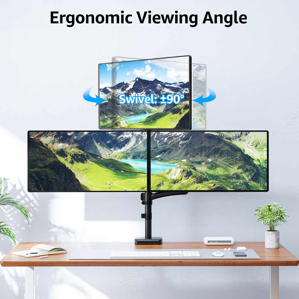 HOMOUNT Triple Monitor Mount Fits Max 32 Inch Screen, Holds 4.4-17.6lbs, 3 Monitors Desk Mount, Triple Monitor Stand for Desk, 75x75/100x100