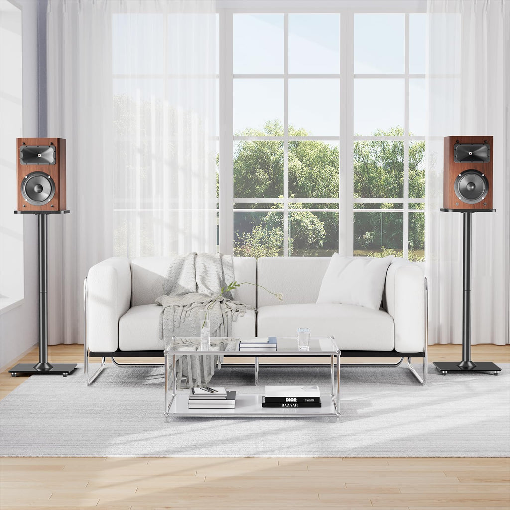 HOMOUNT Floor Speaker Stands, 31" Height Satellite & Bookshelf Speaker Stands, Floorstanding Shelf Speaker Stand, 1 Pair, Each Hold Up to 22lbs