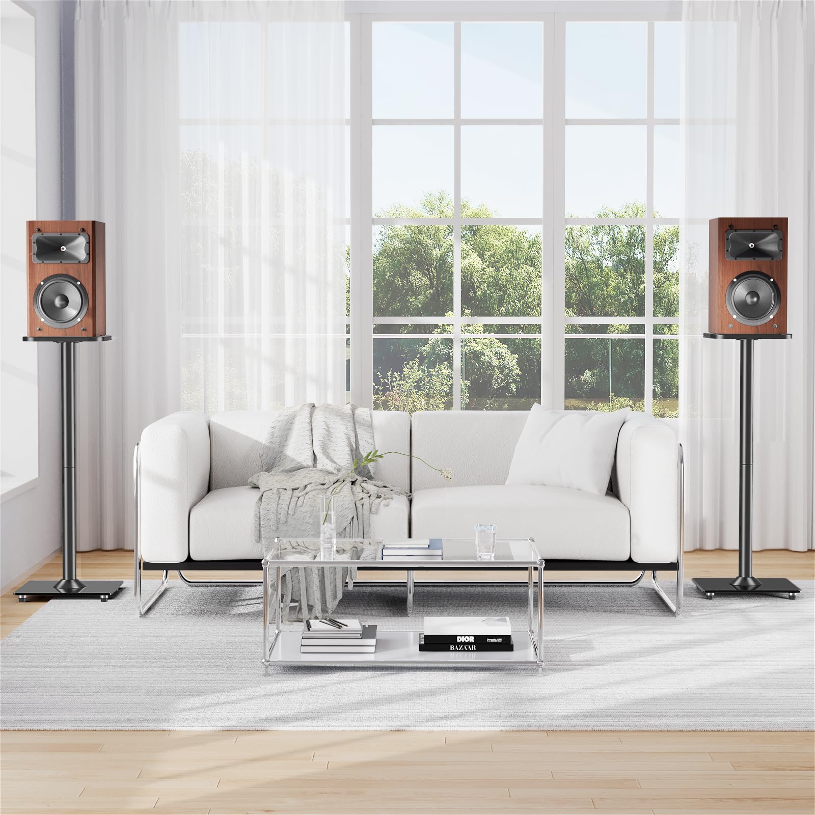 HOMOUNT Floor Speaker Stands, 31" Height Satellite & Bookshelf Speaker Stands, Floorstanding Shelf Speaker Stand, 1 Pair, Each Hold Up to 22lbs