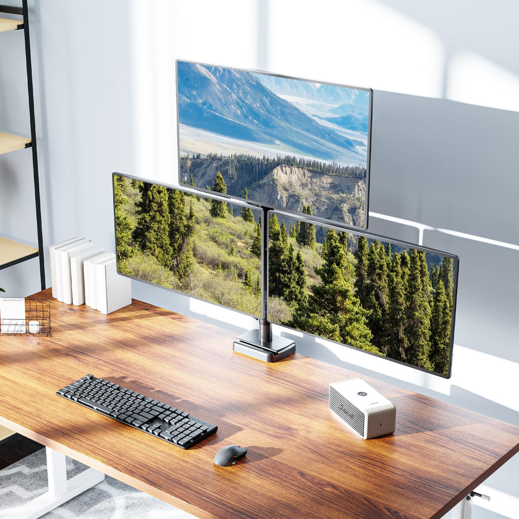HOMOUNT Triple Monitor Mount Fits Max 32 Inch Screen, Holds 4.4-17.6lbs, 3 Monitors Desk Mount, Triple Monitor Stand for Desk, 75x75/100x100