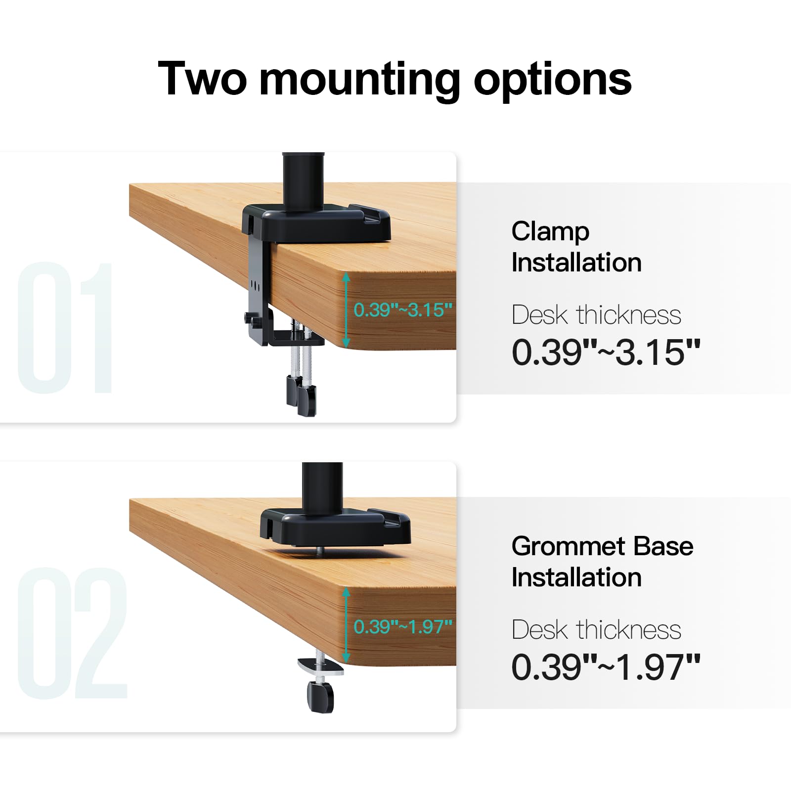 HOMOUNT Triple Monitor Mount for 3 Screens up to 32 Inch, Full Motion Gas Spring Triple Monitor Stand, Heavy Duty Monitor Arm Hold up to 19.8lbs Each